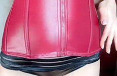 Red Leather Corset Tease